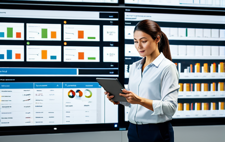 **

"A logistics expert in a modern, well-lit warehouse, fully clothed in appropriate business attire. They are using a tablet to monitor a complex supply chain management system displayed on a large screen. Data visualizations show optimized routes and real-time inventory levels. Safe for work, appropriate content, perfect anatomy, natural pose, professional, modest, family-friendly, high-resolution."

**
