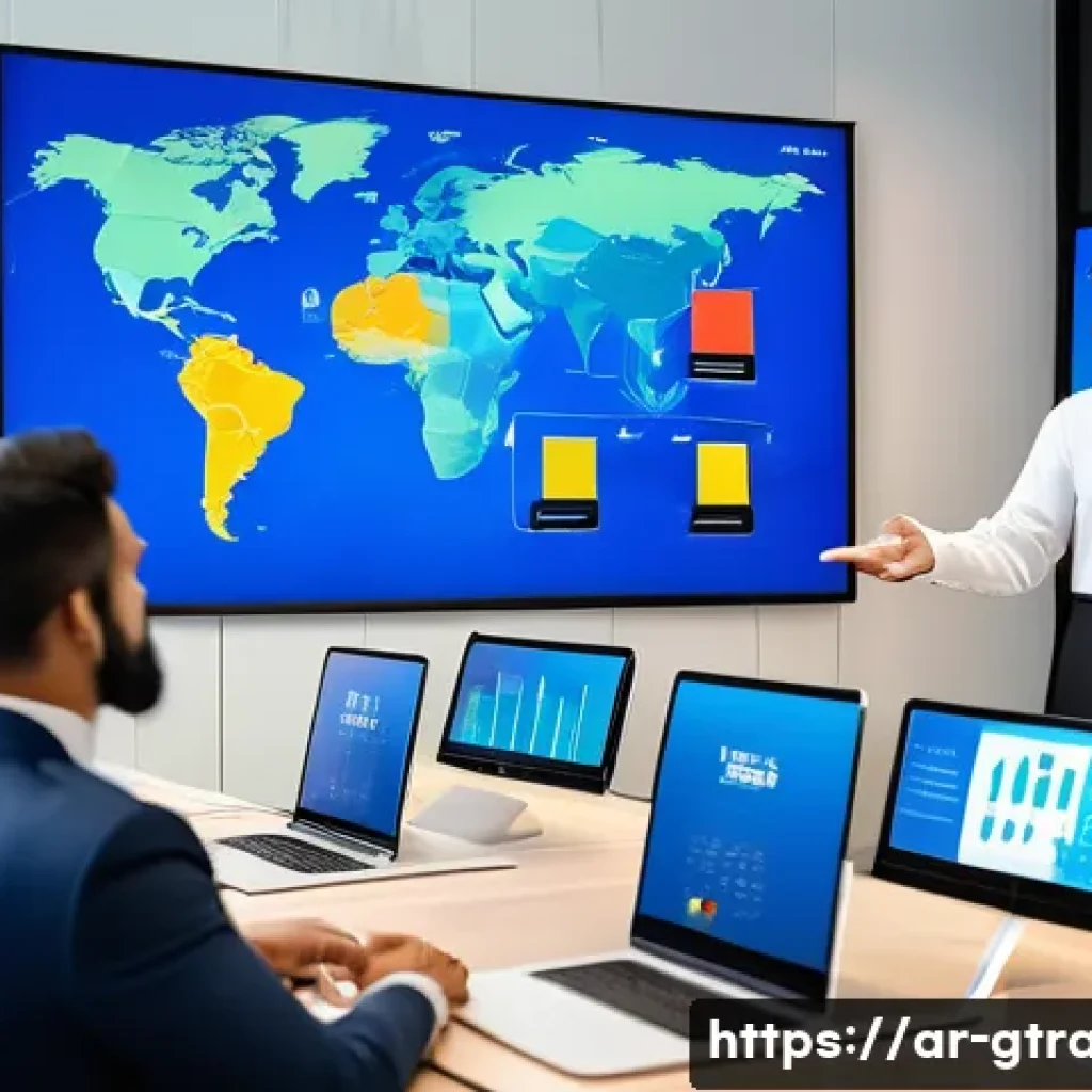 무역 실무 교육 프로그램 추천 - A professional training workshop scene set in a modern conference room with diverse Arabic-speaking ...